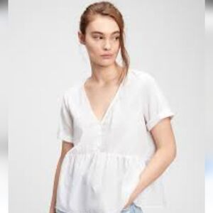 GAP V-Neck Cotton Button-Front Peplum Top Sz Small